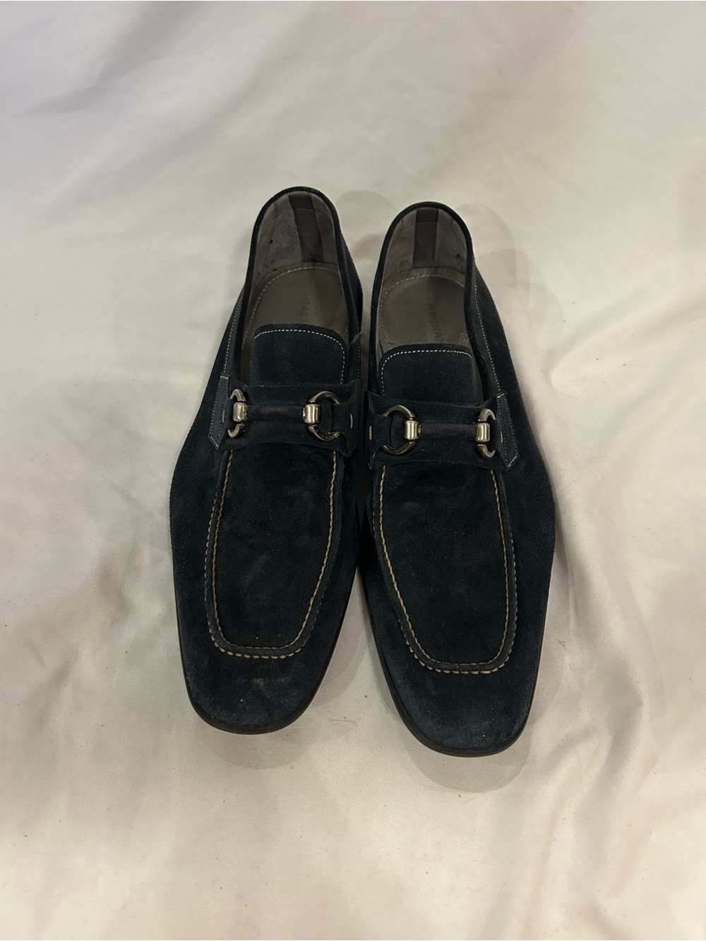 Magnanni Men’s Blue Suede Leather Bit Loafer Sz 8.5 Navy Blue